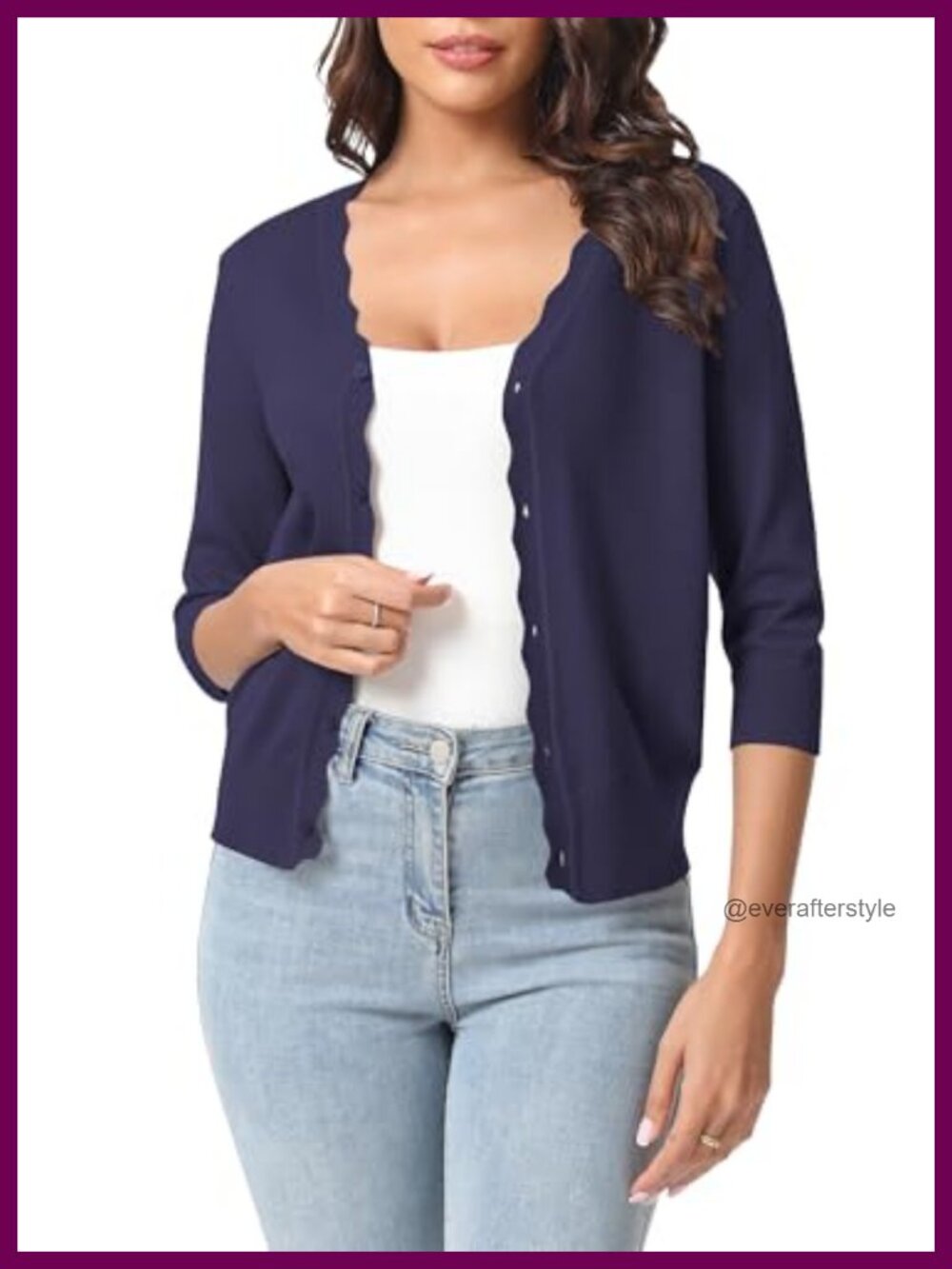 Women's Lightweight V-Neck Cropped Cardigan Sweater with 3/4 Sleeves (XX-Large)